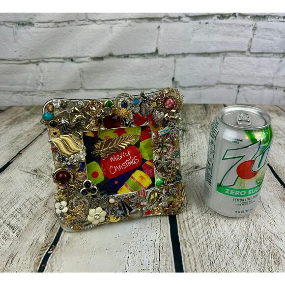 xBejeweled Picture Frame -Fanciful Frame-OOAK-Collage-Baby-Child - Found Object - Picture 1 of 5